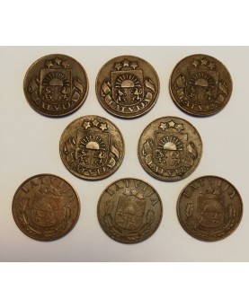 Latvija. 1922-1939 m. pilnas monetų rinkinys, 25 vnt. Kokybė aUNC-XF