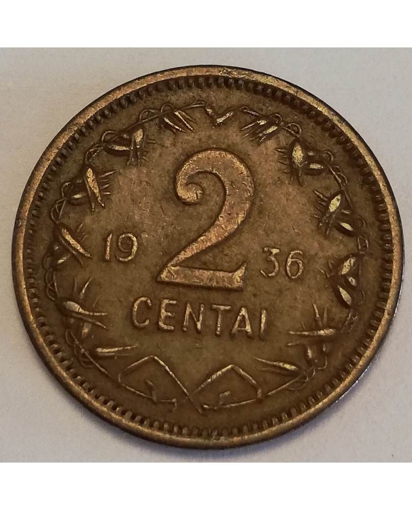 Lietuva. 2 centai, 1936 m. Lietuva. 2 centai, 1936 m.