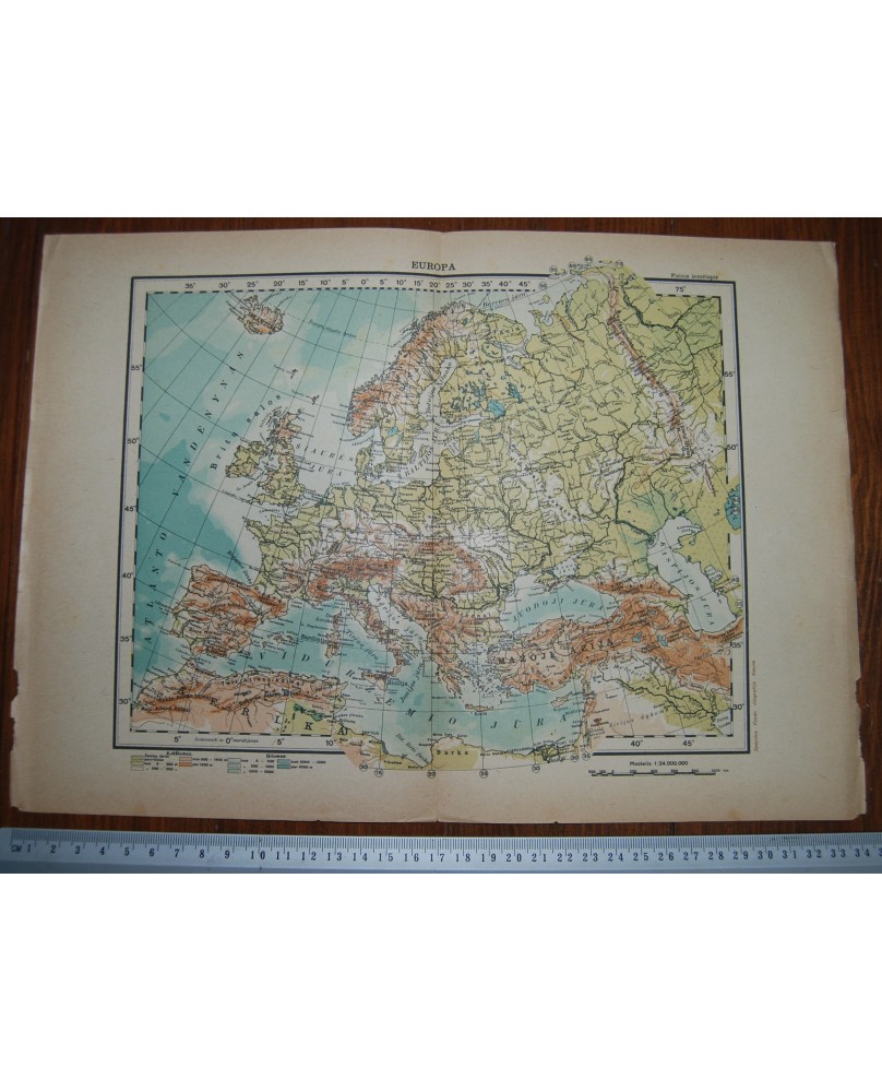 Lietuviškas ikikarinis Europos žemėlapis (34x24 cm), (n083) Lietuviškas ikikarinis Europos žemėlapis (34x24 cm), (n083)