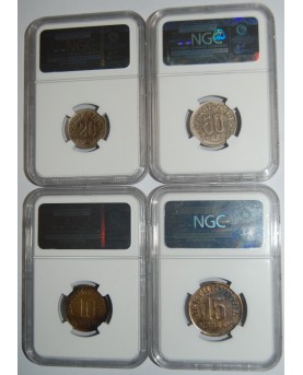 SSSR. Špicbergenas/Svalbardas, Norvegija. Arktikugol. 10, 15, 20, 50 kapeikų, 1946. NGC!!! RARE