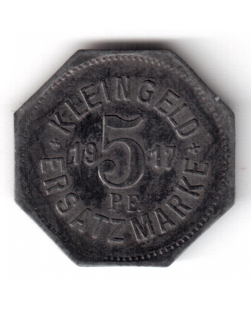 Vokietija. Notgeld 5 Pfennig 1917. Hall, (N186.4) Vokietija. Notgeld 5 Pfennig 1917. Hall, (N186.4)
